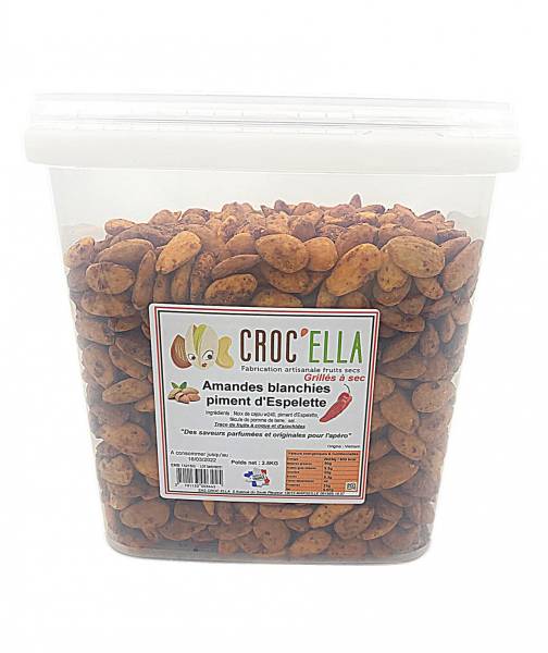 Roasted Almonds with Espelette Pepper - spiced nuts premium range Roasted Nuts by CROC’ELLA France