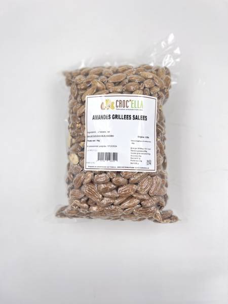 Roasted salted almonds 1kg vaccum bag croc'ella