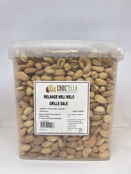 savory roasted mix (almonds, pistachios, cashews) buckets 3kg croc'ella