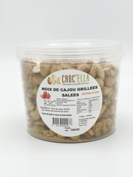 salted roasted cashew nuts 350gr pot croc'ella